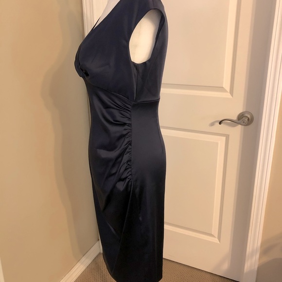 Ralph Lauren Navy Blue Satin Stretch Dress 6 - Picture 3 of 6